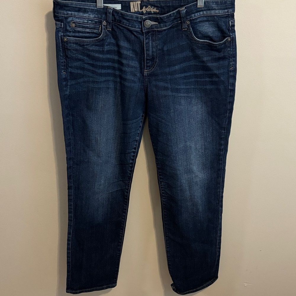 KUT from the Kloth Catherine Boyfriend Jeans Size 16 Dark Wash Stretch Denim
